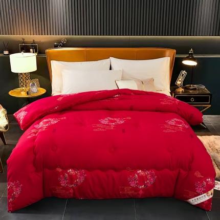 91家纺网 家纺一手货源 找家纺 曼陀罗 2025新款大豆纤维被被子被芯冬被 大红色