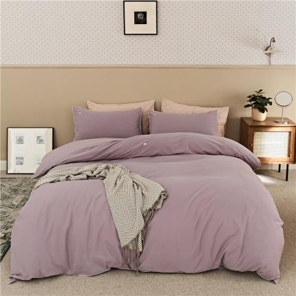 91家纺网 家纺一手货源 找家纺 新款加厚磨毛云朵绣花四件套 蔷薇紫