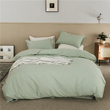 91家纺网 家纺一手货源 找家纺 新款加厚磨毛云朵绣花四件套 青绿色