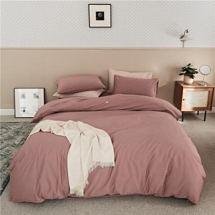 新款加厚磨毛云朵绣花四件套 复古红