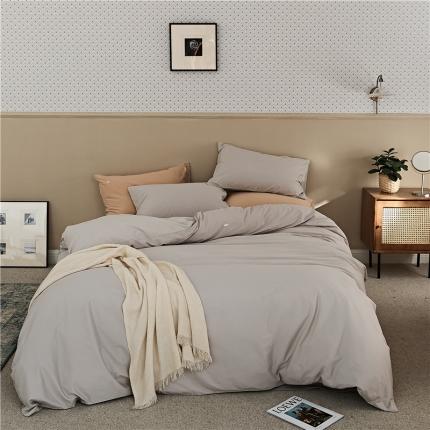 新款加厚磨毛云朵绣花四件套 高级灰