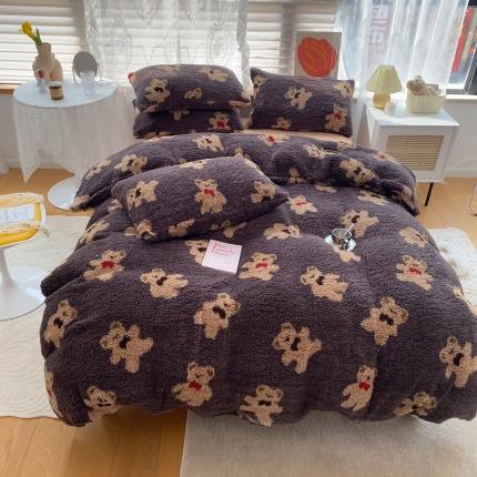 91家纺网 家纺一手货源 找家纺 三朵家纺 2021新款泰迪绒四件套