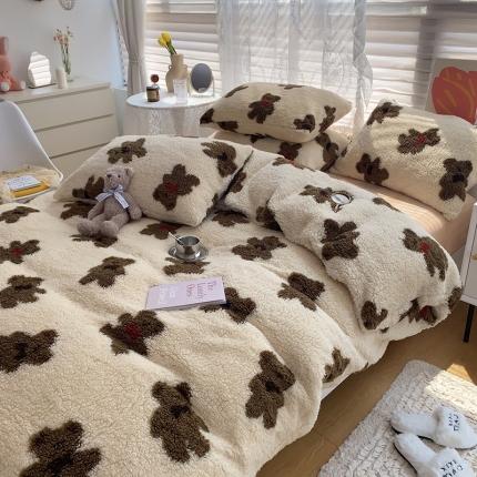 91家纺网 家纺一手货源 找家纺 三朵家纺 2021新款泰迪绒四件套