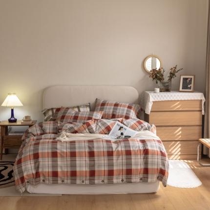 寐眠 2021新款全棉磨毛印花四件套 遇见-格调橘