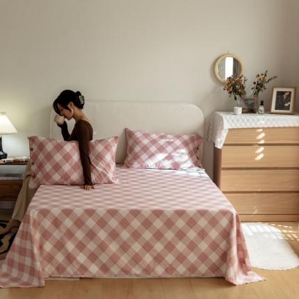 91家纺网 家纺一手货源 找家纺 寐眠 2021新款全棉磨毛印花床单 遇见-豆蔻粉