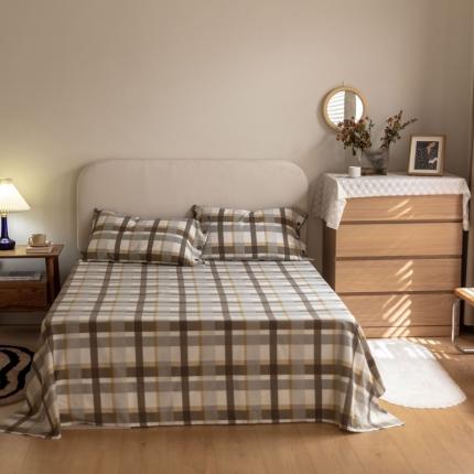 寐眠 2021新款全棉磨毛印花床单 遇见-米可灰