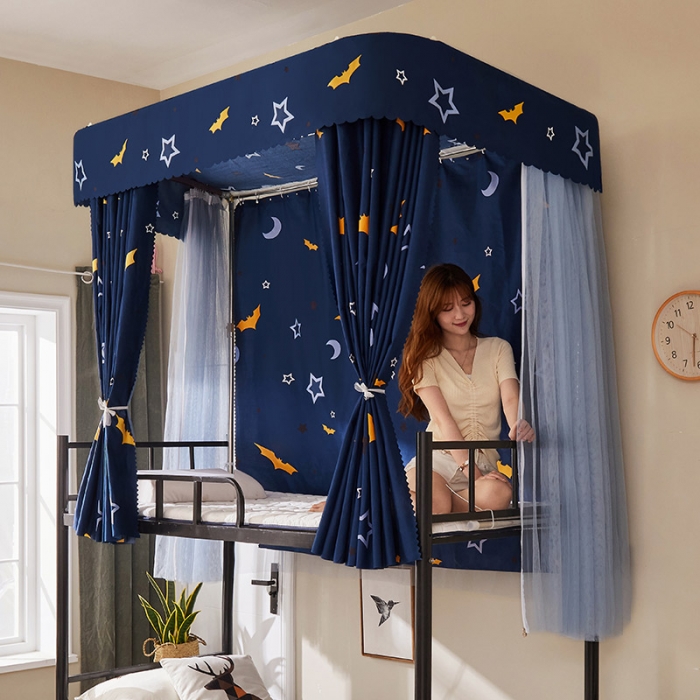 91家纺网 家纺一手货源 找家纺 迪凡保罗蚊帐 2021新款C14导轨遮光帘学生蚊帐 蓝月亮