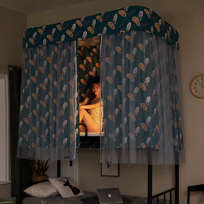 91家纺网 家纺一手货源 找家纺 迪凡保罗蚊帐 2021新款C14导轨遮光帘学生蚊帐 羽之恋