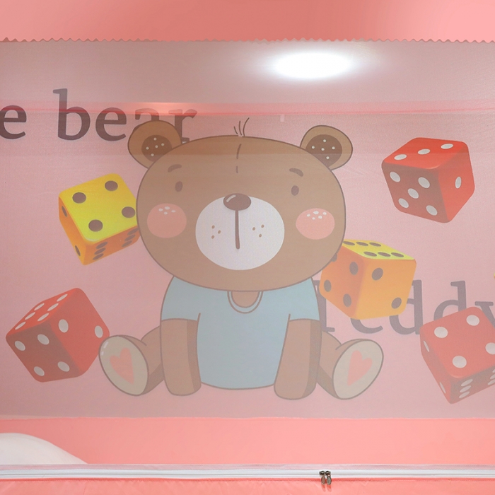 91家纺网 家纺一手货源 找家纺 迪凡保罗蚊帐 新款5824外穿杆数码印花子母蚊帐 呆萌熊