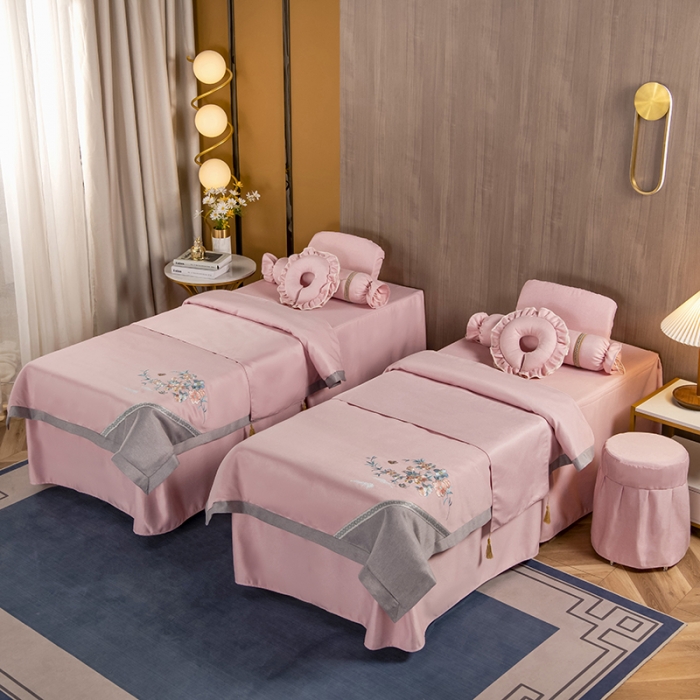 91家纺网 家纺一手货源 找家纺 不打烊家纺 2021新款美容床罩 春风拂面-粉色