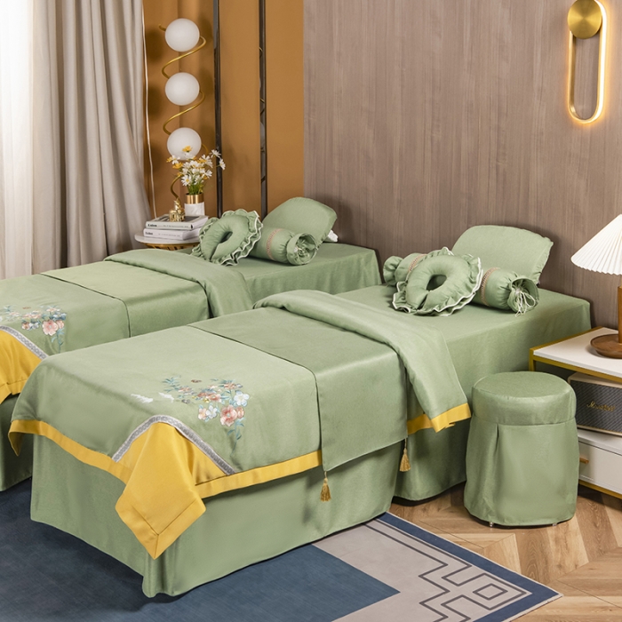 91家纺网 家纺一手货源 找家纺 不打烊家纺 2021新款美容床罩 春风拂面-果绿