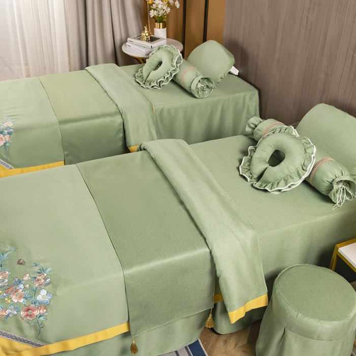 91家纺网 家纺一手货源 找家纺 不打烊家纺 2021新款美容床罩 春风拂面-果绿