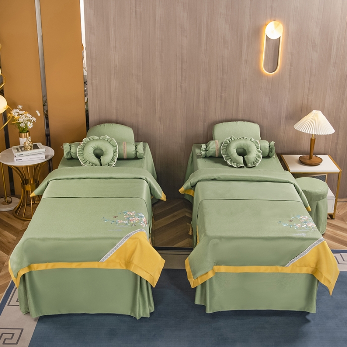 91家纺网 家纺一手货源 找家纺 不打烊家纺 2021新款美容床罩 春风拂面-果绿