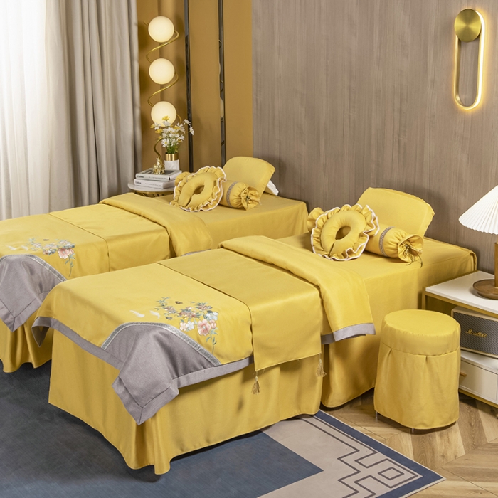 91家纺网 家纺一手货源 找家纺 不打烊家纺 2021新款美容床罩 春风拂面-黄色