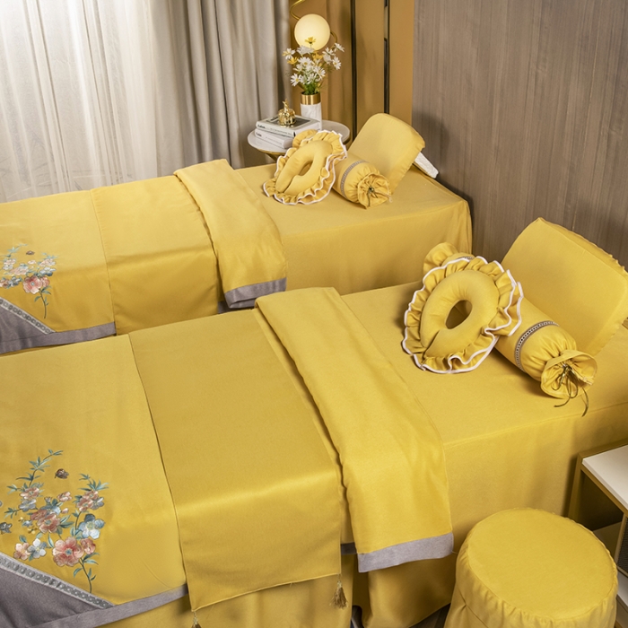 91家纺网 家纺一手货源 找家纺 不打烊家纺 2021新款美容床罩 春风拂面-黄色