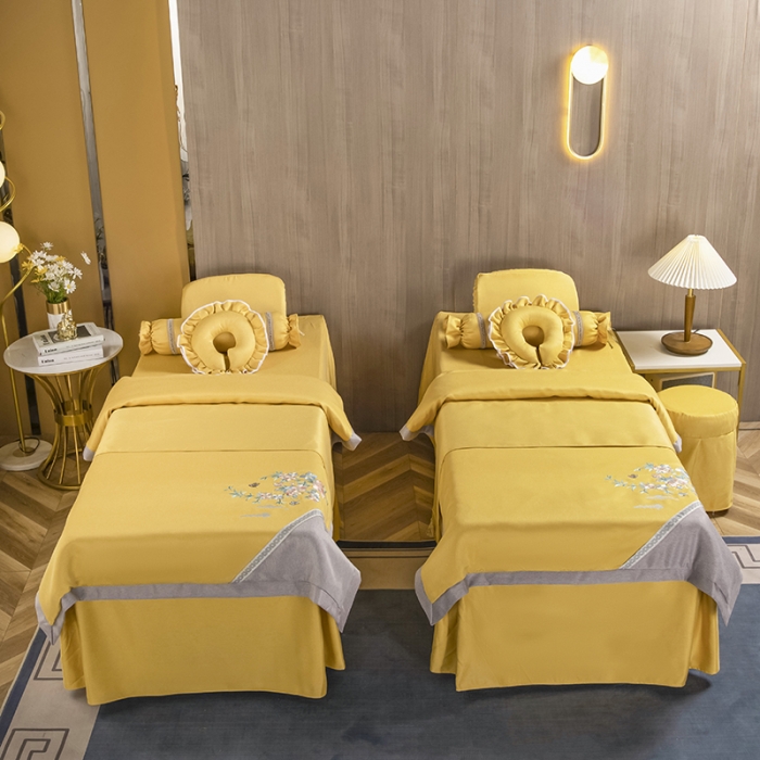 91家纺网 家纺一手货源 找家纺 不打烊家纺 2021新款美容床罩 春风拂面-黄色