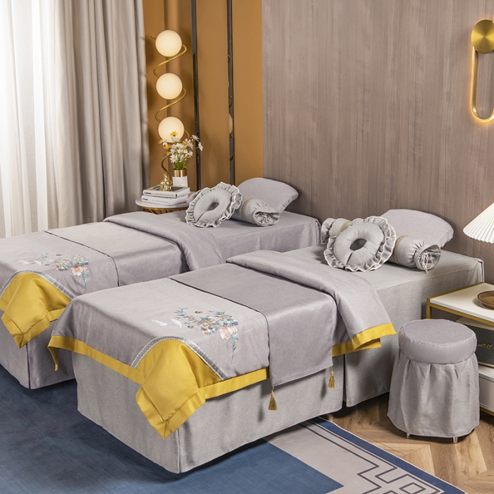 91家纺网 家纺一手货源 找家纺 不打烊家纺 2021新款美容床罩 春风拂面-灰色