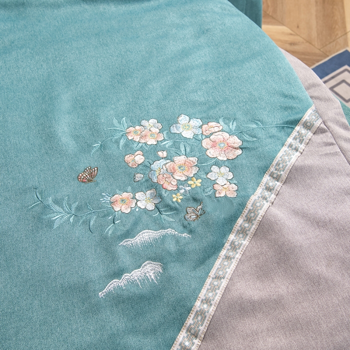 91家纺网 家纺一手货源 找家纺 不打烊家纺 2021新款美容床罩 春风拂面-孔雀绿