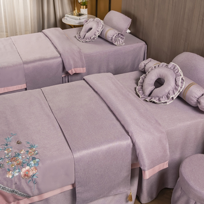 91家纺网 家纺一手货源 找家纺 不打烊家纺 2021新款美容床罩 春风拂面-浅紫色