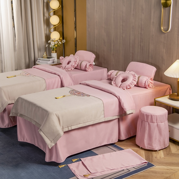 91家纺网 家纺一手货源 找家纺 不打烊家纺 2021新款美容床罩 锦绣中华-粉色