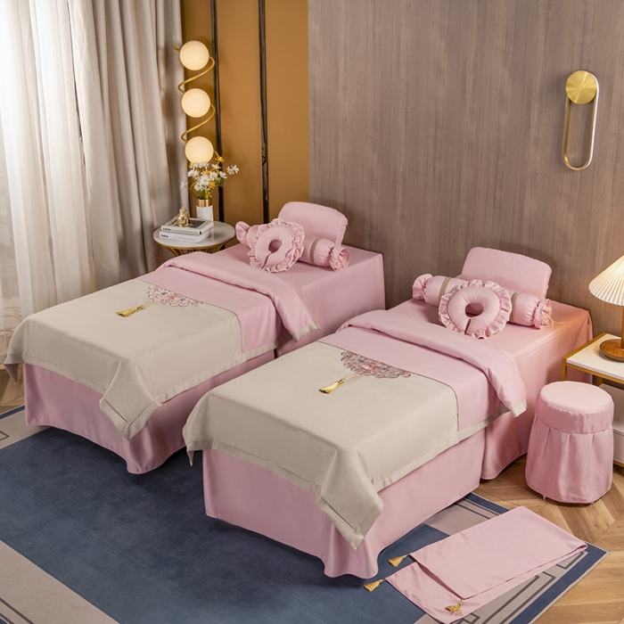 91家纺网 家纺一手货源 找家纺 不打烊家纺 2021新款美容床罩 锦绣中华-粉色