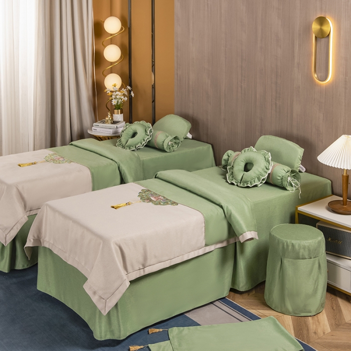 91家纺网 家纺一手货源 找家纺 不打烊家纺 2021新款美容床罩 锦绣中华-果绿