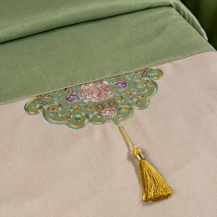 91家纺网 家纺一手货源 找家纺 不打烊家纺 2021新款美容床罩 锦绣中华-果绿