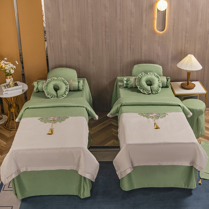 91家纺网 家纺一手货源 找家纺 不打烊家纺 2021新款美容床罩 锦绣中华-果绿