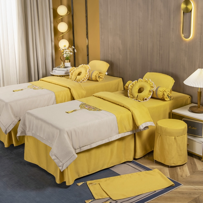 91家纺网 家纺一手货源 找家纺 不打烊家纺 2021新款美容床罩 锦绣中华-黄色