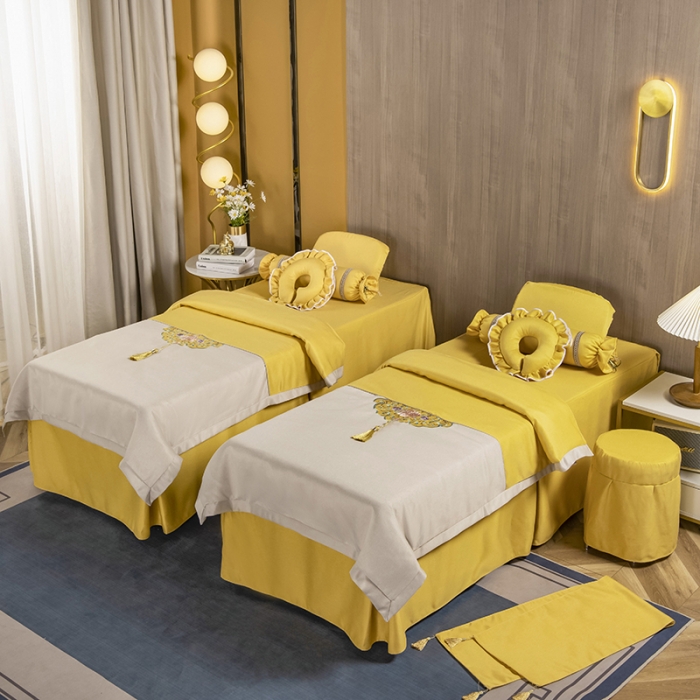 91家纺网 家纺一手货源 找家纺 不打烊家纺 2021新款美容床罩 锦绣中华-黄色