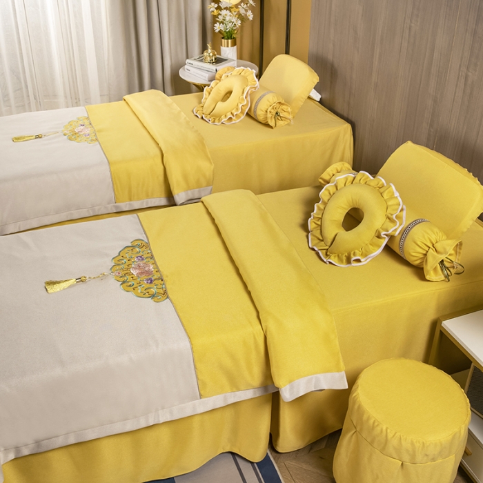 91家纺网 家纺一手货源 找家纺 不打烊家纺 2021新款美容床罩 锦绣中华-黄色
