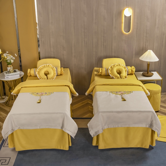 91家纺网 家纺一手货源 找家纺 不打烊家纺 2021新款美容床罩 锦绣中华-黄色