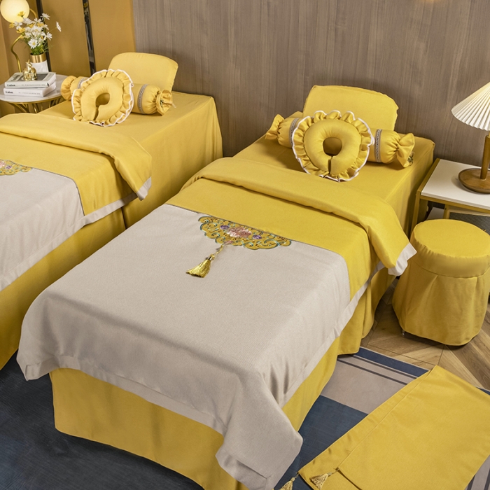 91家纺网 家纺一手货源 找家纺 不打烊家纺 2021新款美容床罩 锦绣中华-黄色