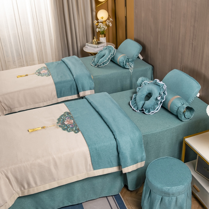 91家纺网 家纺一手货源 找家纺 不打烊家纺 2021新款美容床罩 锦绣中华-孔雀绿