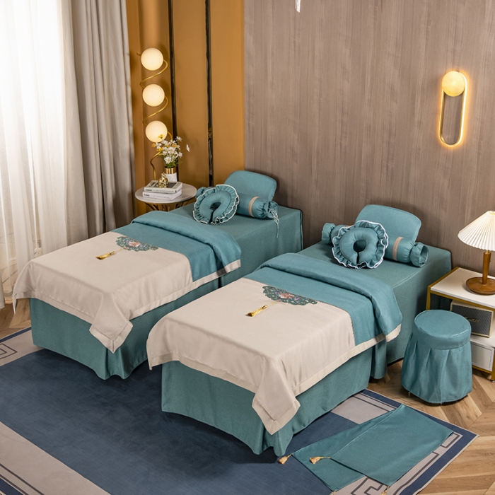 91家纺网 家纺一手货源 找家纺 不打烊家纺 2021新款美容床罩 锦绣中华-孔雀绿