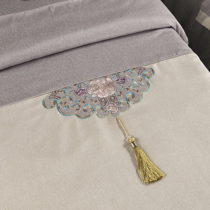 91家纺网 家纺一手货源 找家纺 不打烊家纺 2021新款美容床罩 锦绣中华-灰色