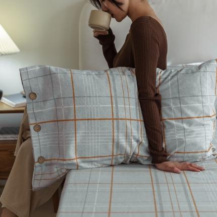 91家纺网 家纺一手货源 找家纺 寐眠 2021新款全棉磨毛印花枕套48*74cm一对 遇见-月牙灰