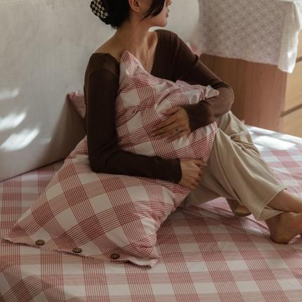 寐眠 2021新款全棉磨毛印花枕套48*74cm一对 遇见-豆蔻粉