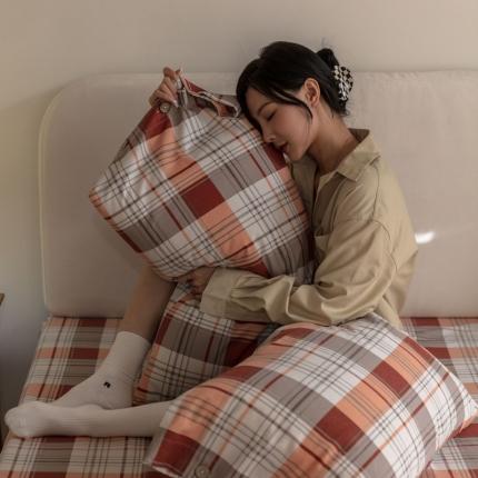 寐眠 2021新款全棉磨毛印花枕套48*74cm一对 遇见-格调橘