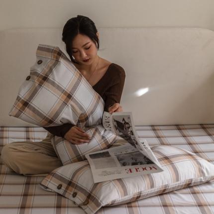 寐眠 2021新款全棉磨毛印花枕套48*74cm一对 遇见-米可咖