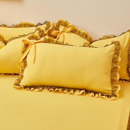 莉莉安家纺 2023新款悦色系列纯色磨毛单枕套 亮黄