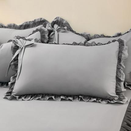 莉莉安家纺 2023新款悦色系列纯色磨毛单枕套 浅灰