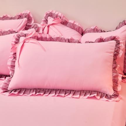 莉莉安家纺 2023新款悦色系列纯色磨毛单枕套 樱粉