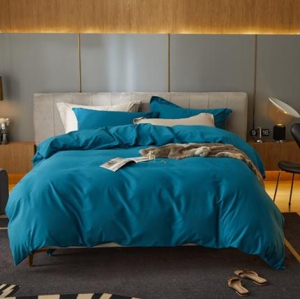 91家纺网 家纺一手货源 找家纺 涞澳家纺 2021新款50支磨绒纯色四件套-风格一 湖青