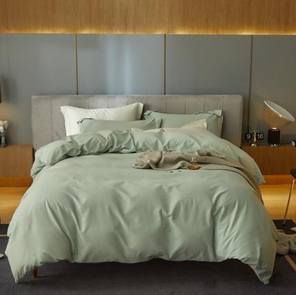 91家纺网 家纺一手货源 找家纺 涞澳家纺 2021新款50支磨绒纯色四件套-风格一 泡沫绿