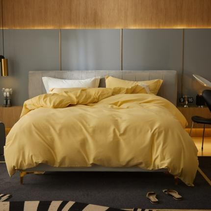 91家纺网 家纺一手货源 找家纺 涞澳家纺 2021新款50支磨绒纯色四件套-风格一 奇黄