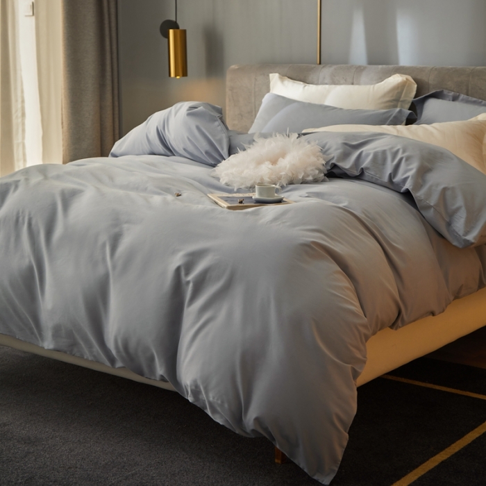 91家纺网 家纺一手货源 找家纺 涞澳家纺 2021新款50支磨绒纯色四件套-风格一 北极蓝