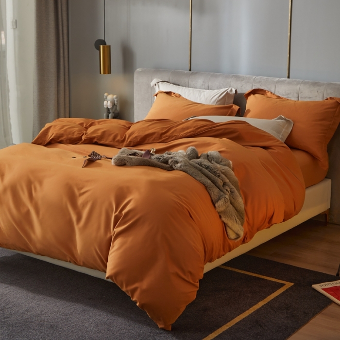 91家纺网 家纺一手货源 找家纺 涞澳家纺 2021新款50支磨绒纯色四件套-风格一 赤提