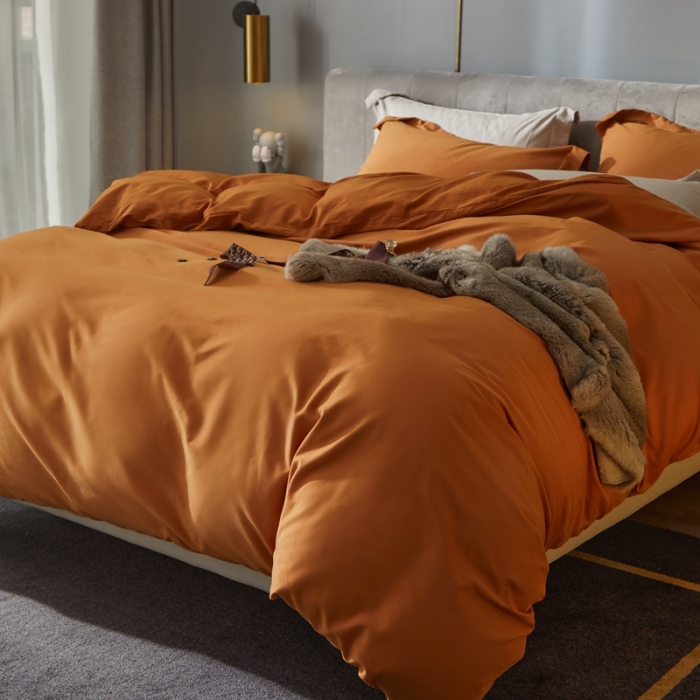 91家纺网 家纺一手货源 找家纺 涞澳家纺 2021新款50支磨绒纯色四件套-风格一 赤提