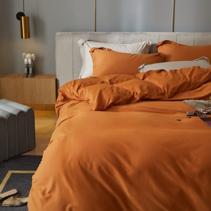 91家纺网 家纺一手货源 找家纺 涞澳家纺 2021新款50支磨绒纯色四件套-风格一 赤提